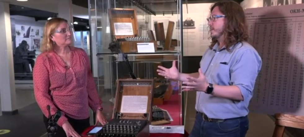 A screenshot from the Open University Webcast from Bletchley Park