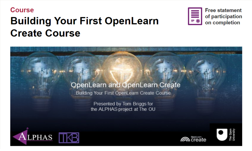Build Your First OpenLearn Create Course