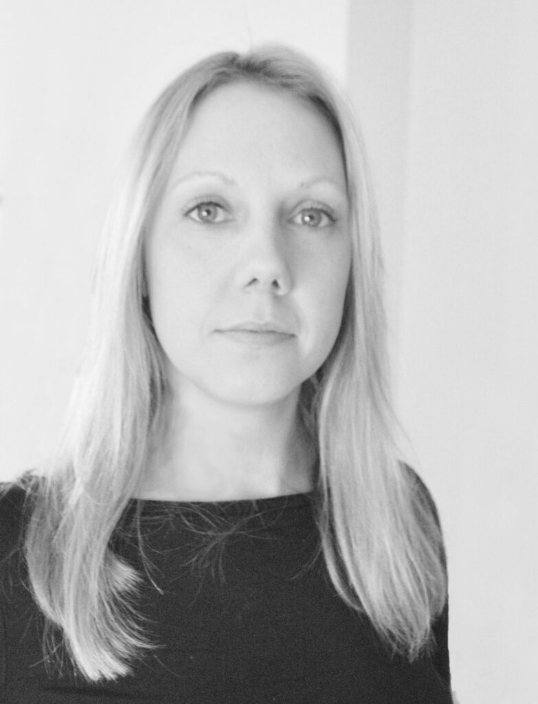 A black & white image of Kate Travers